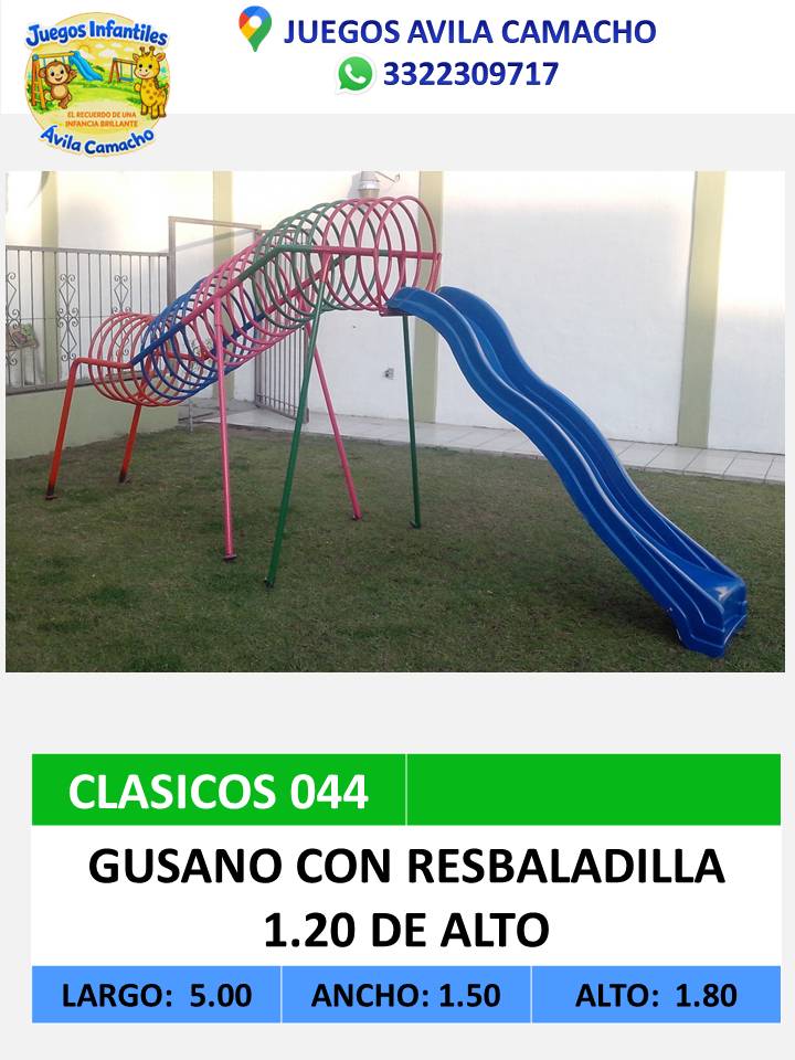gusano con resbaladilla 1.20 de alto